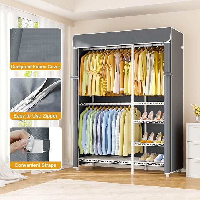 White Closet with Gray Cover