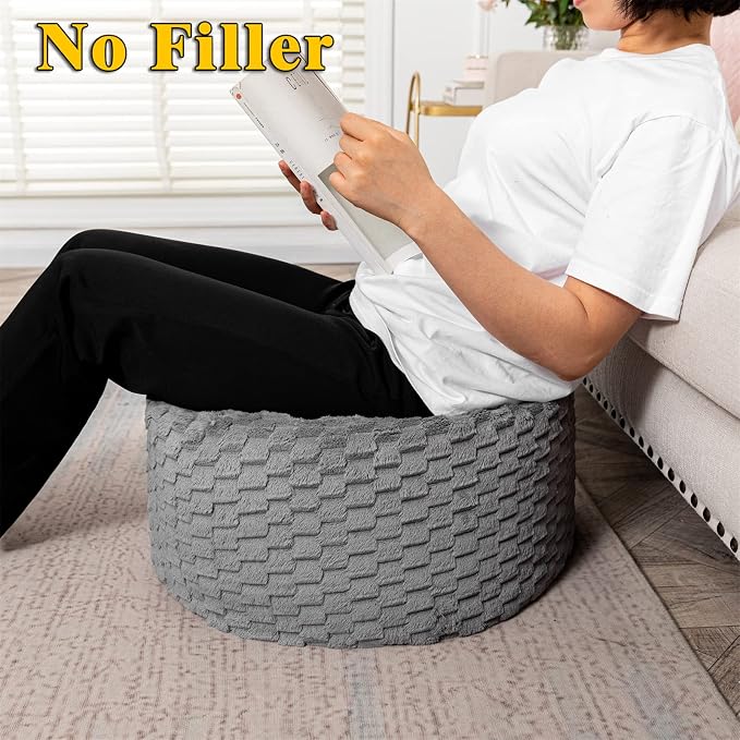 Gray Pouf Cover No Filler
