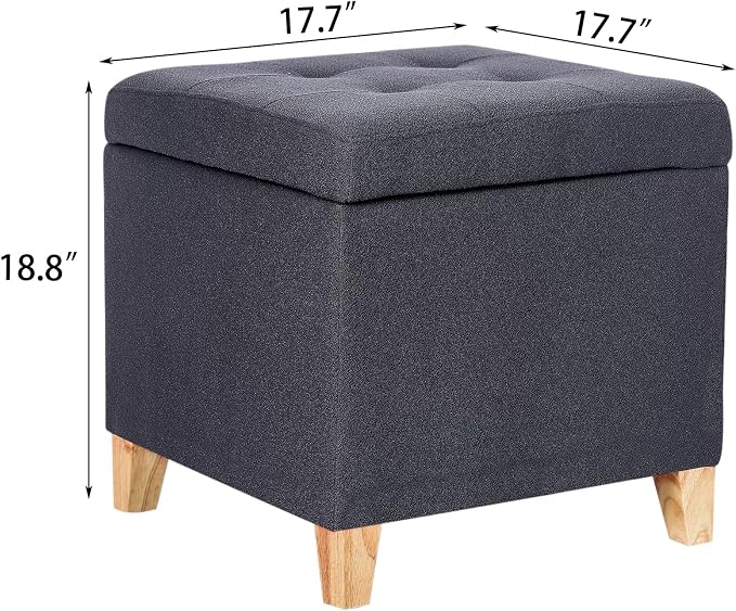 Cotton Linen Dark Grey With Solid Wood Legs