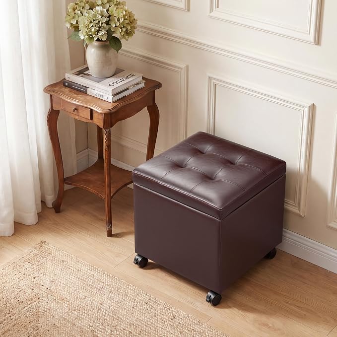 Faux Leather-reddish Brown With Wheels&tray