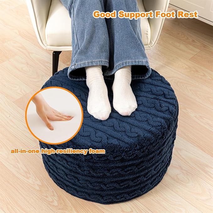 Navy Blue Pouf With Filler