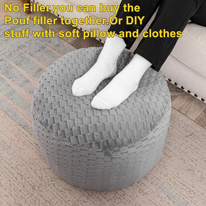 Gray Pouf Cover No Filler