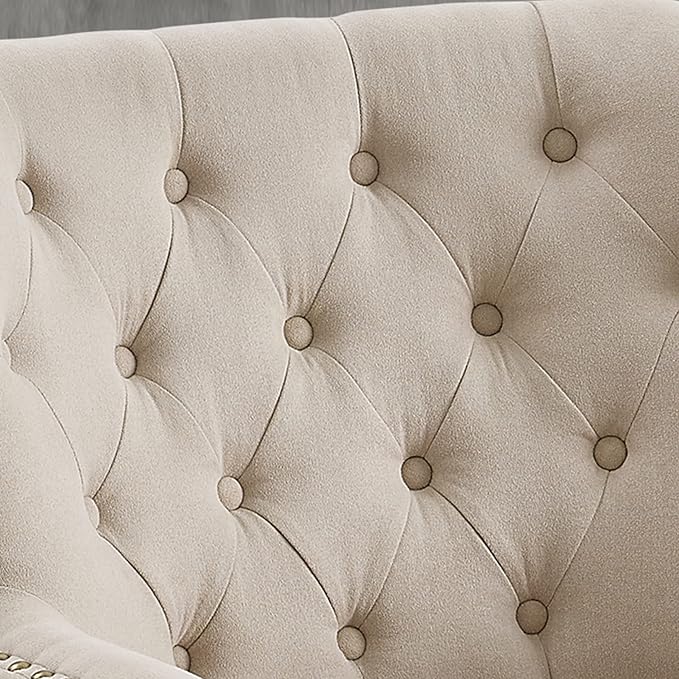 Velvet Light Beige With Ottoman