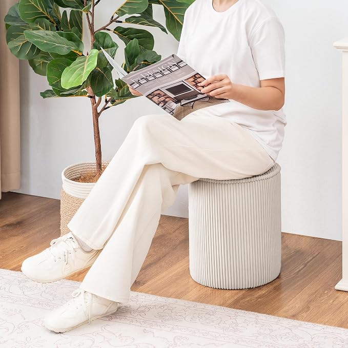 Beige Striped Velvet