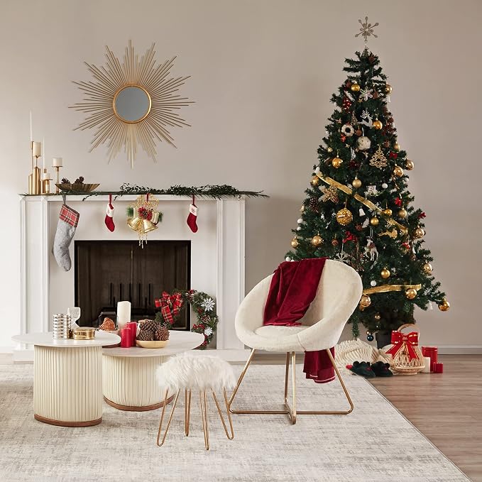 White Faux Fur/Gold Base