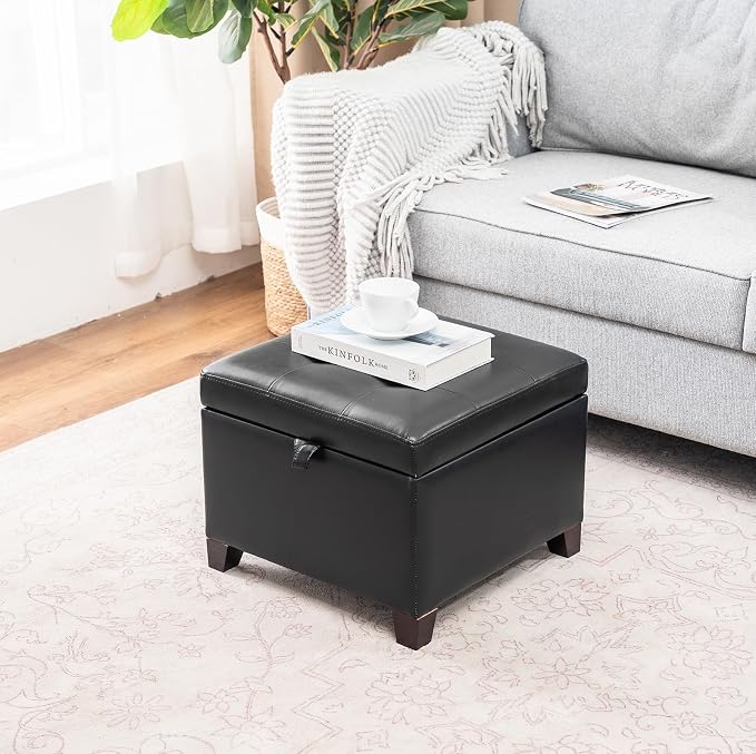 Leather Matte Black With Solid Wood Legs