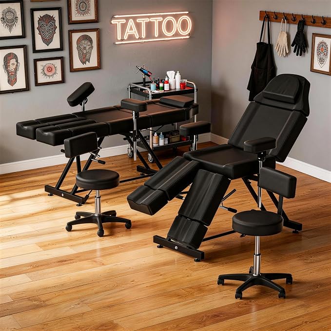 Tattoo Chair No Wheels/Stool With Backrest