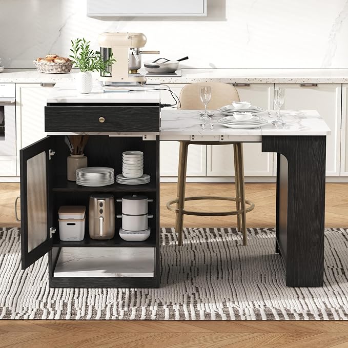 Black + Faux Marble Table + Particle Board+mdf