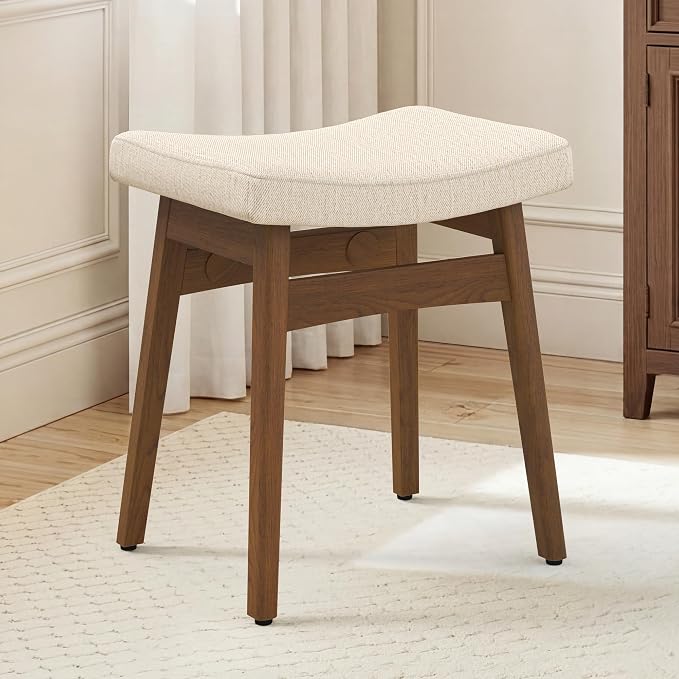 Linen Fabric With Walnut Color Leg