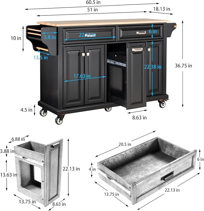 3 Drawers - Black