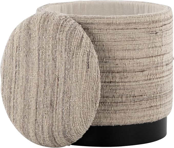 Cream Handwoven Wool, Black Metal