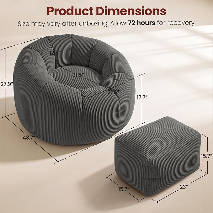 Grey-with Ottoman
