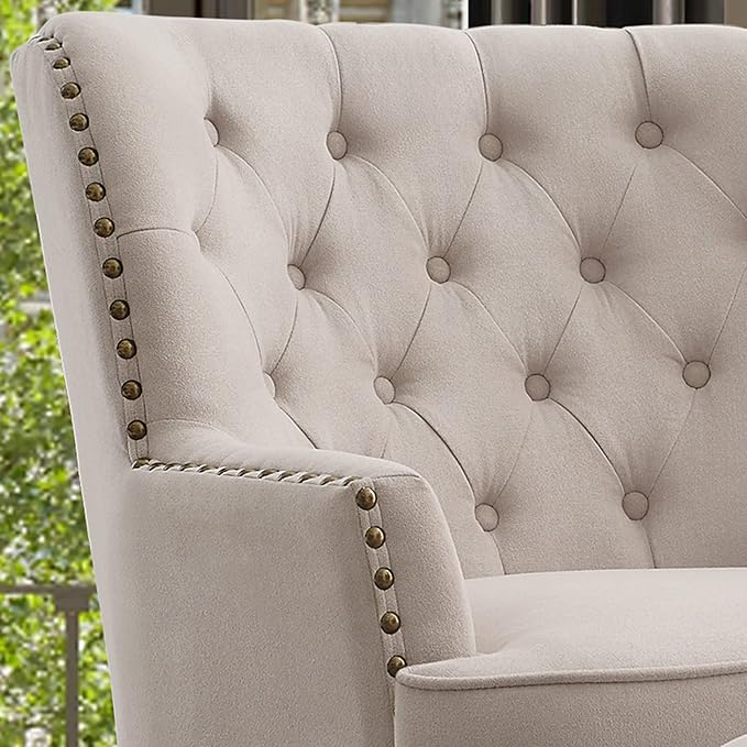 Velvet Pearl Beige With Ottoman