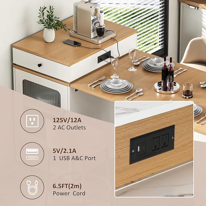 White + Natural Wood Grain Table + Particle Board+mdf