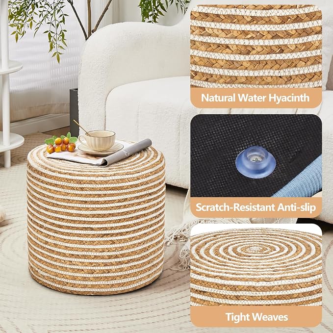 18inch Natural Water Hyacinth + White Cotton Rope