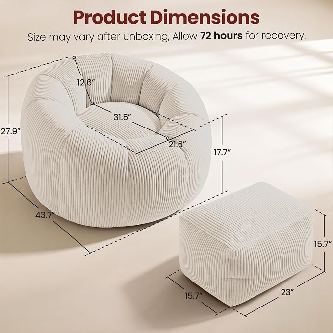Beige-with Ottoman