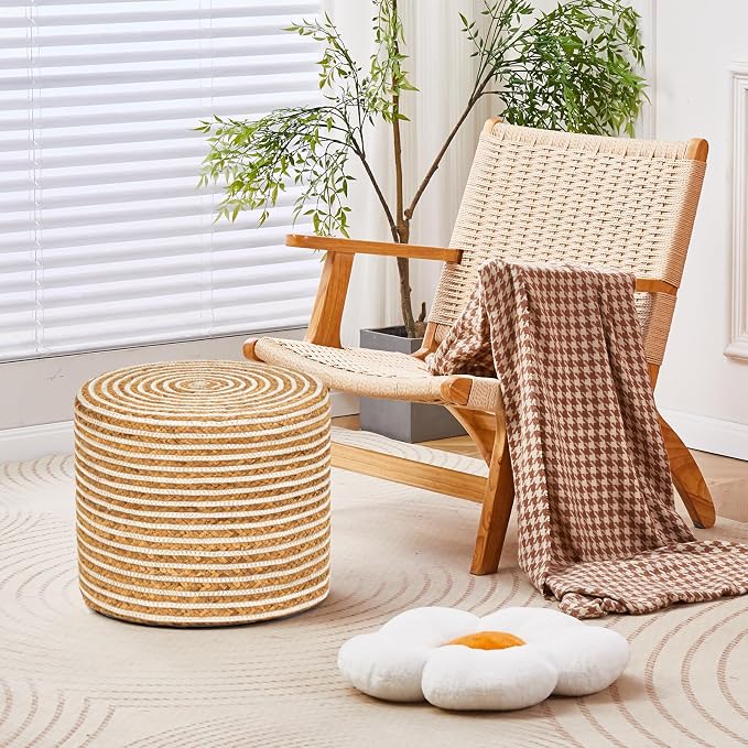 18inch Natural Water Hyacinth + White Cotton Rope