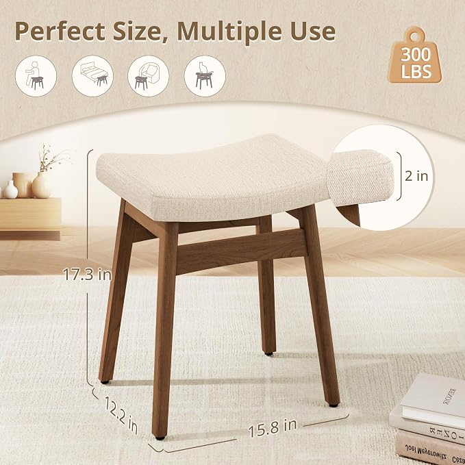 Linen Fabric With Walnut Color Leg