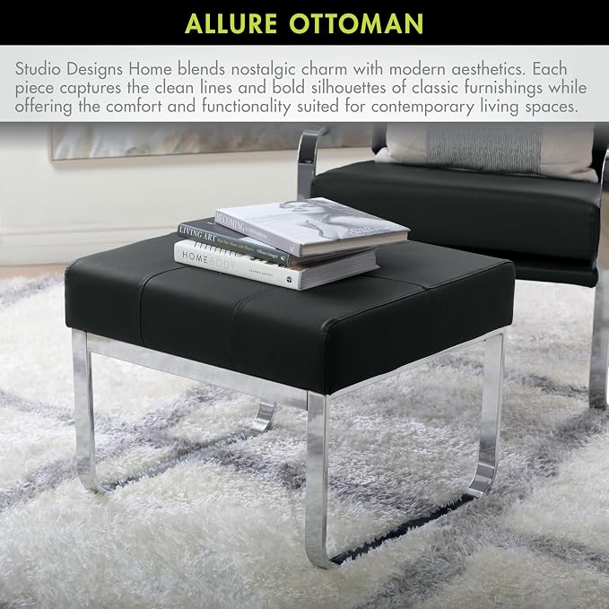 Allure Ottoman, Chrome / Black
