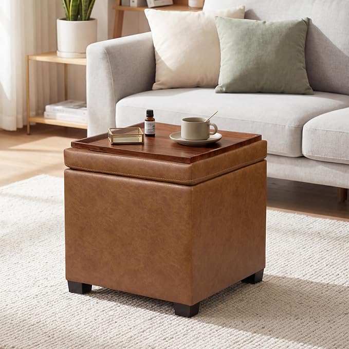 Faux Leather -Taupe Brown With Tray
