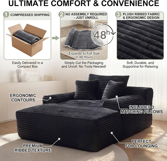 Black Plush Corduroy