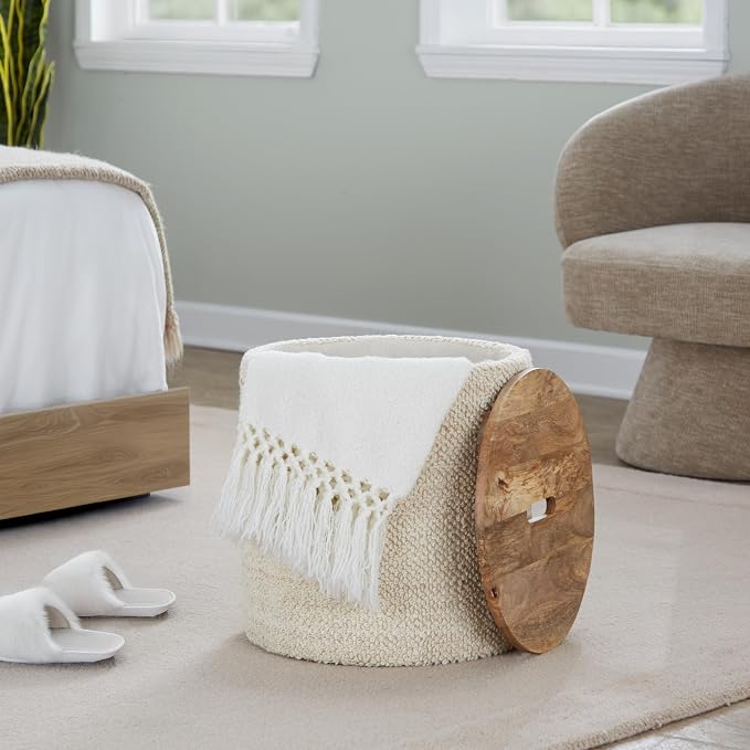 Beige Wool, Mango Wood
