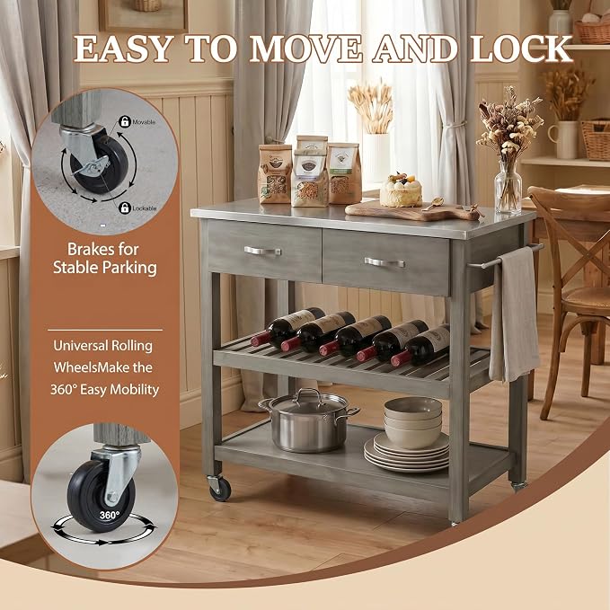 Grey-stainless Steel Top