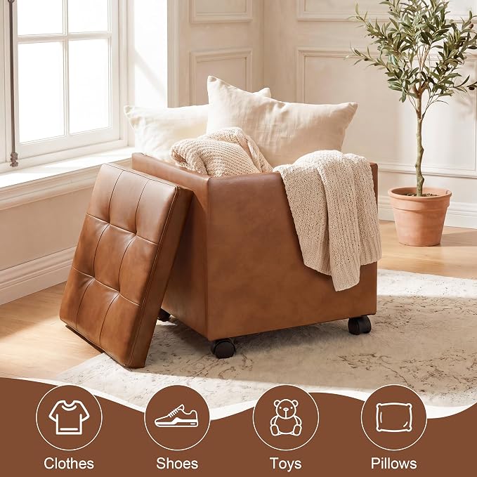 Faux Leather-caramel Brown With Wheels&tray