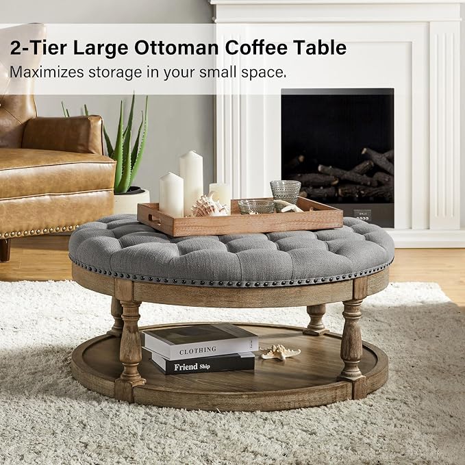 Round Fabric Grey
