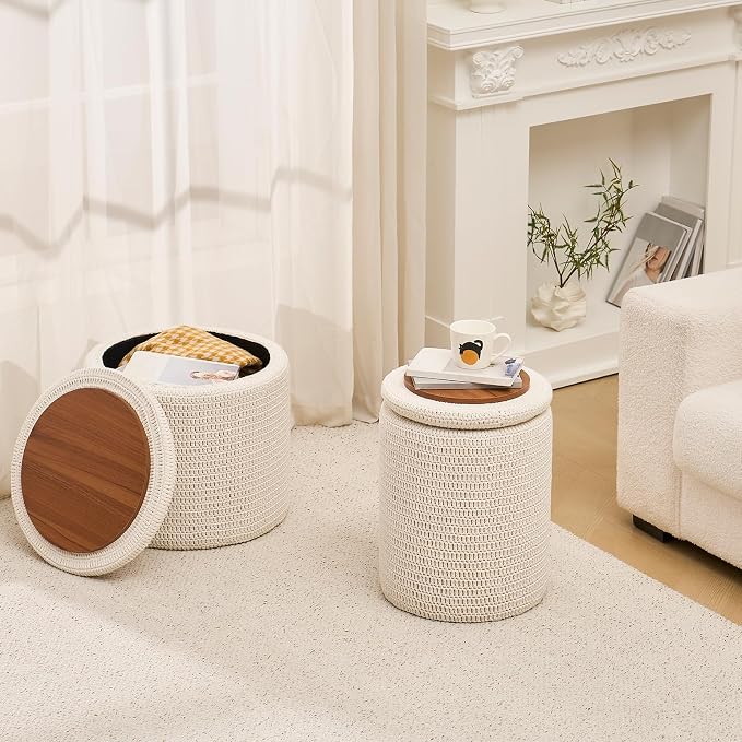 14inch White Storage Ottoman