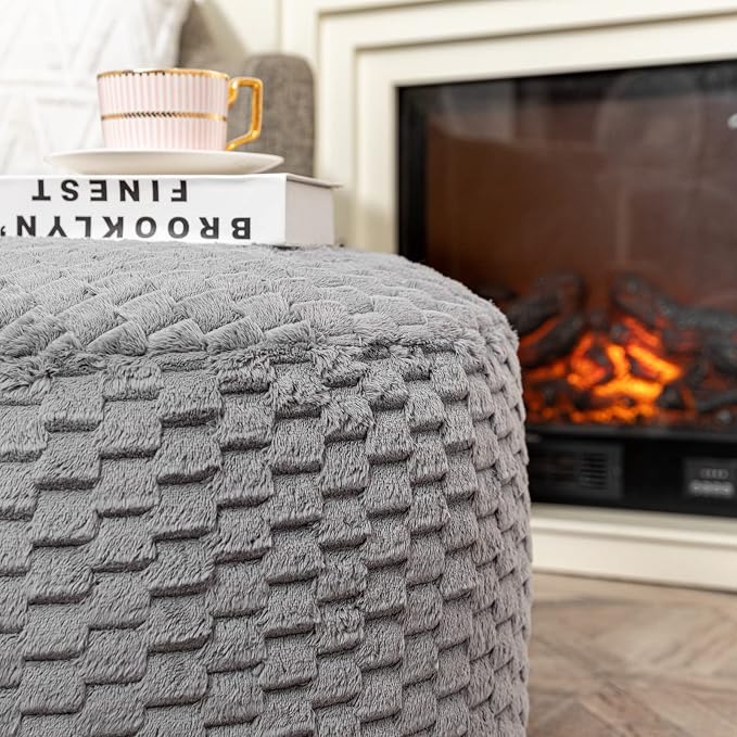 Gray Pouf Cover No Filler