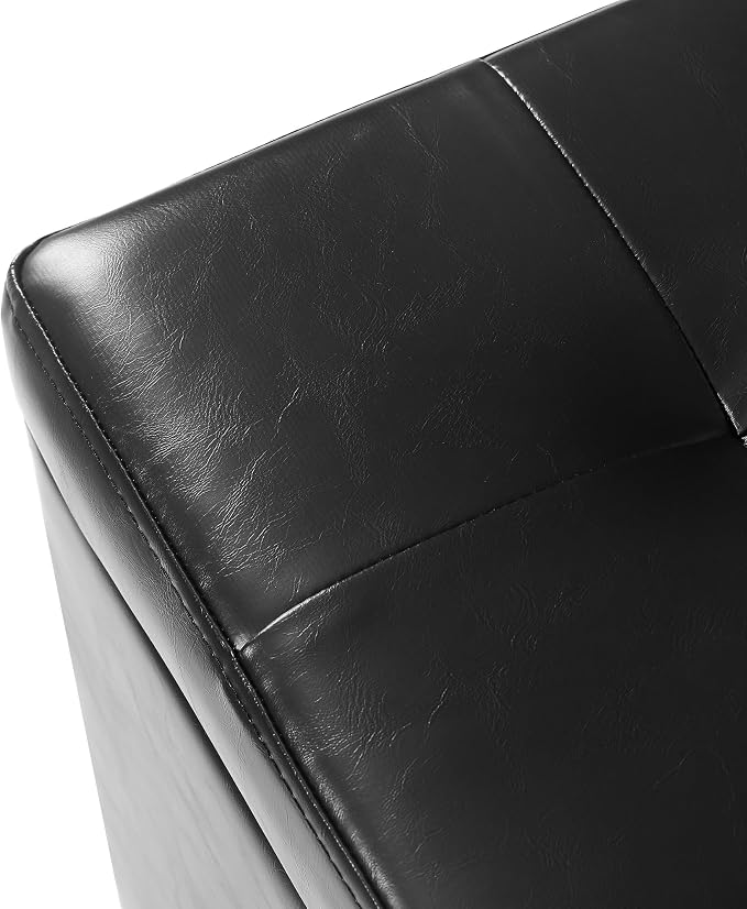 Leather Black With Walnut Legs