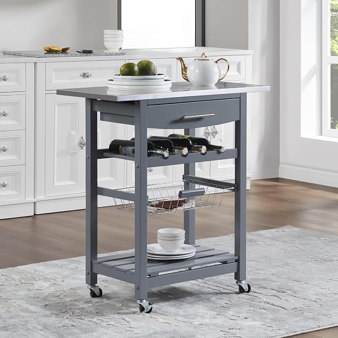 Grey+wood + Stainless Steel