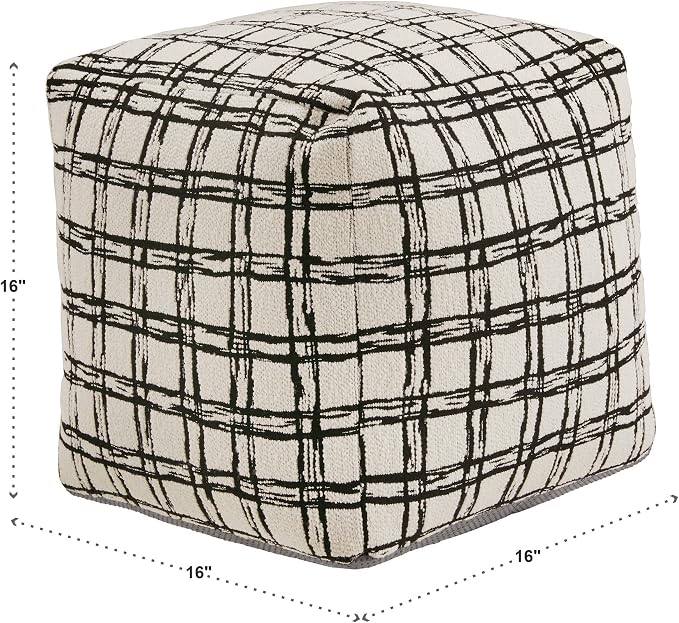 Ivory & Black Plaid Pattern Fabric