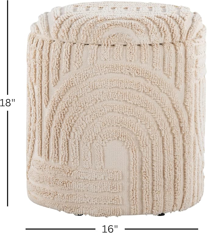 Beige High Piled Design Cotton