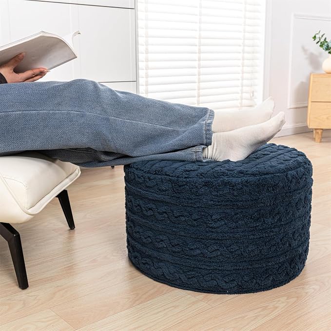 Navy Blue Pouf With Filler
