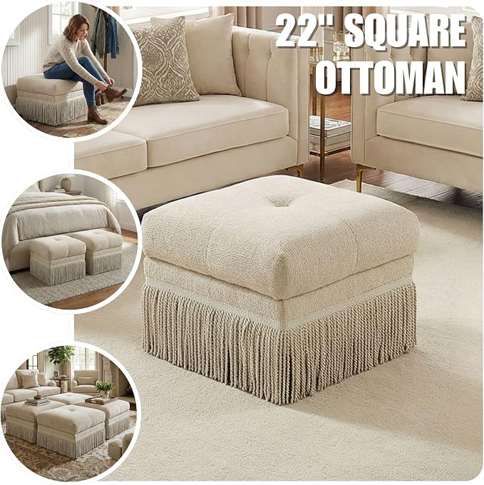 Beige Ottoman-no Storage