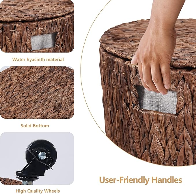 Storage Ottoman - Dark Water Hyacinth Braid