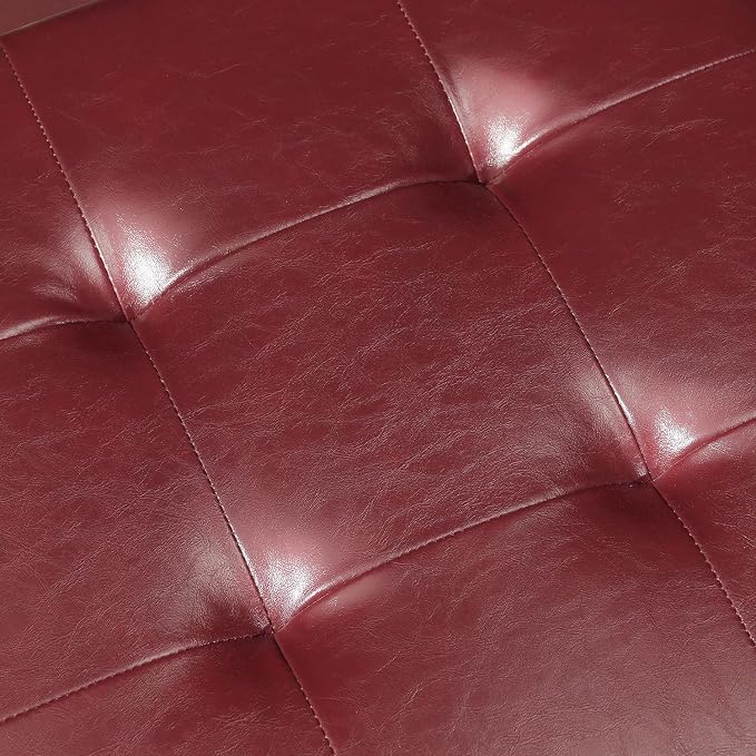 Leather Red With Solid Wood Legs