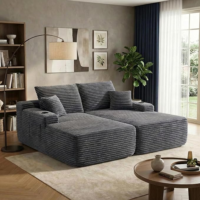 Grey Plush Corduroy