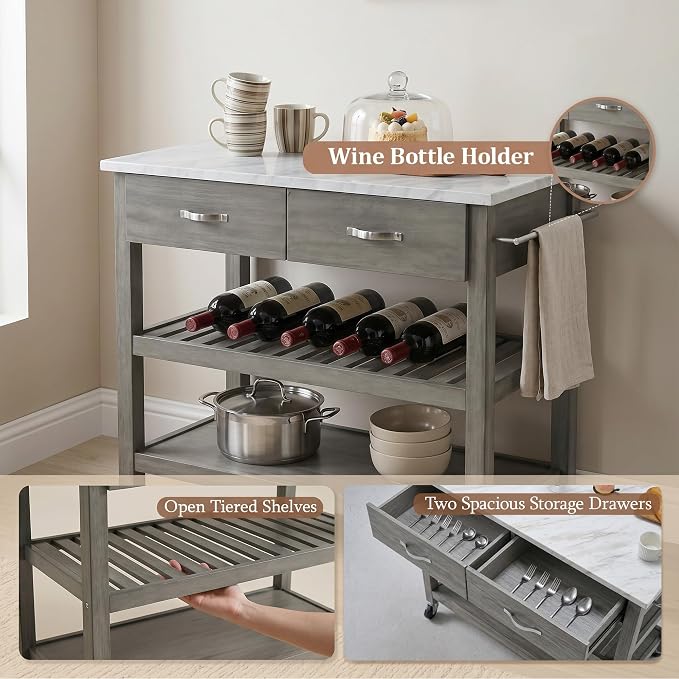 Grey-faux Marble Top
