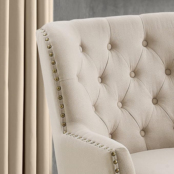 Velvet Light Beige With Ottoman