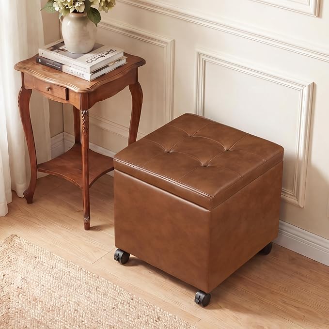 Faux Leather-caramel Brown With Wheels&tray