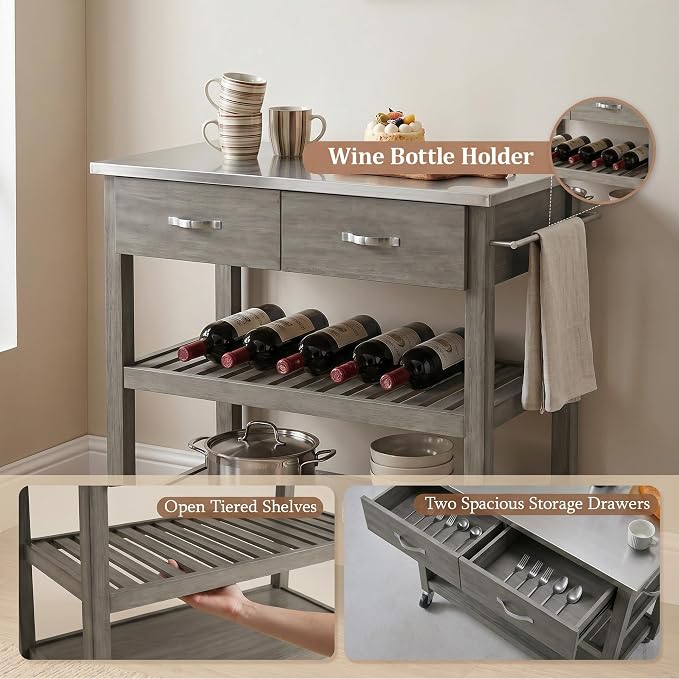 Grey-stainless Steel Top