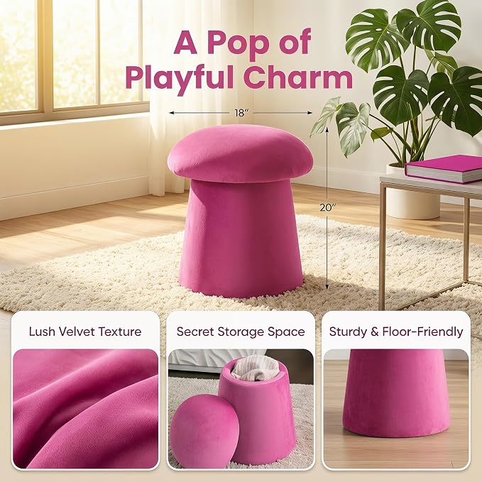 Velvet Mushroom-hot Pink