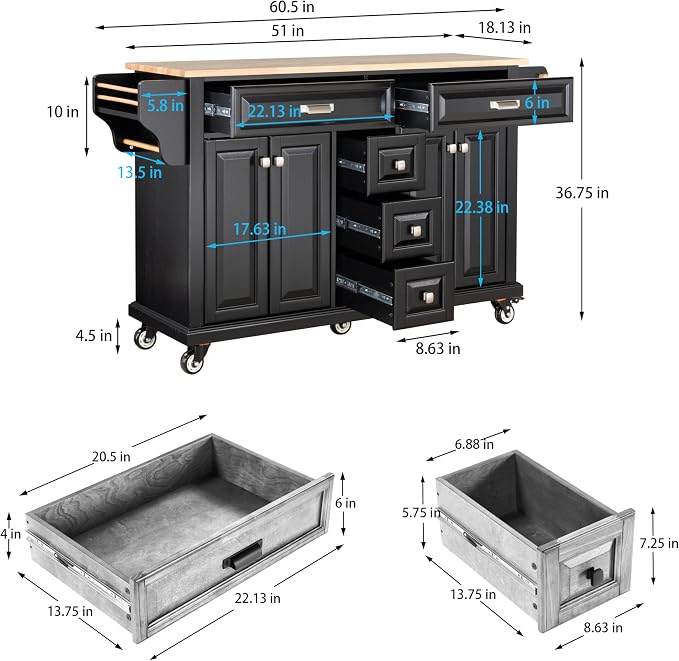 5 Drawers - Black