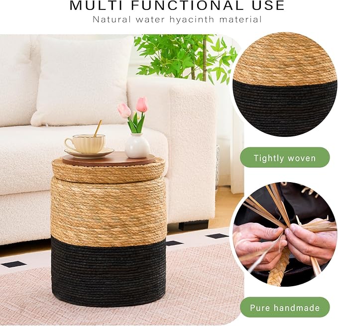 Storage -14inch Natural Cattail & Black Corn Shell
