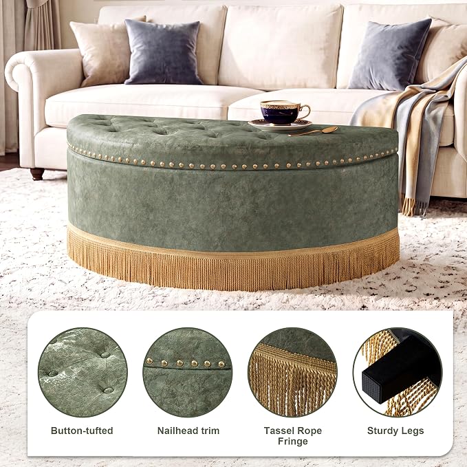 Fabric-green With Bullion Fringe