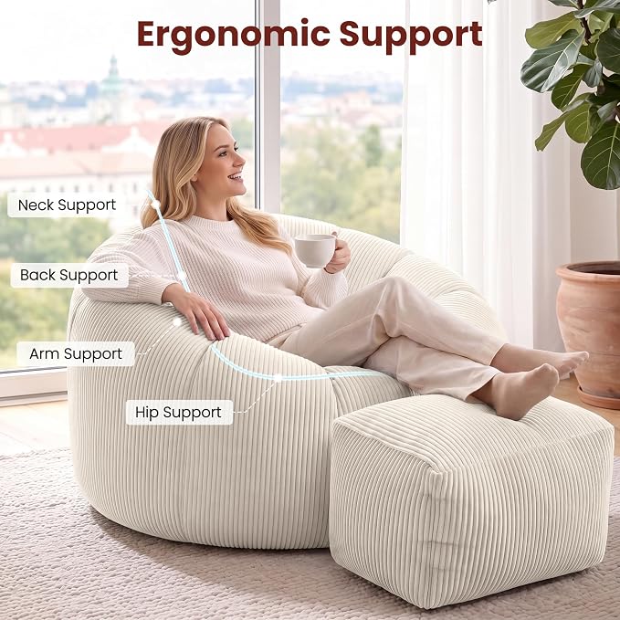Beige-with Ottoman