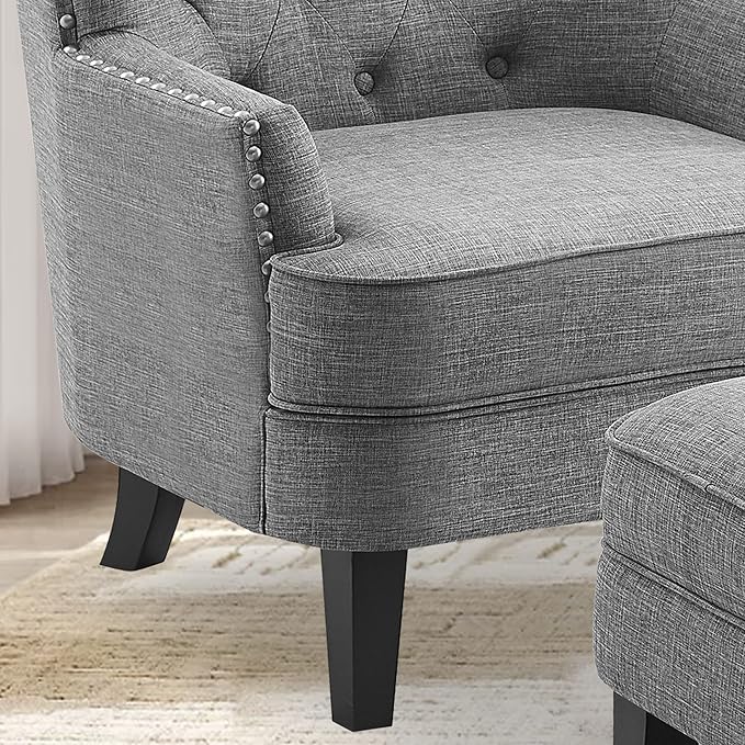 Linen Grey With Ottoman